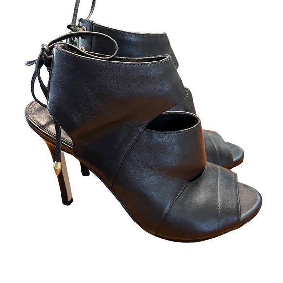 Guess Shoes - Guess Black Leather Back Lace Up Heels Size 6.5